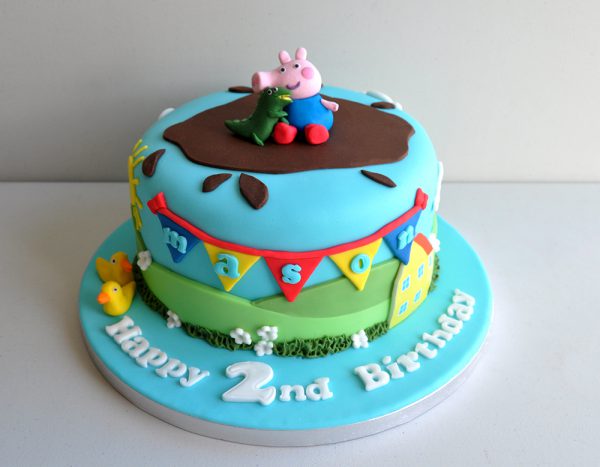 جورج و پپاپیگ خمیری رویه کیک تولد